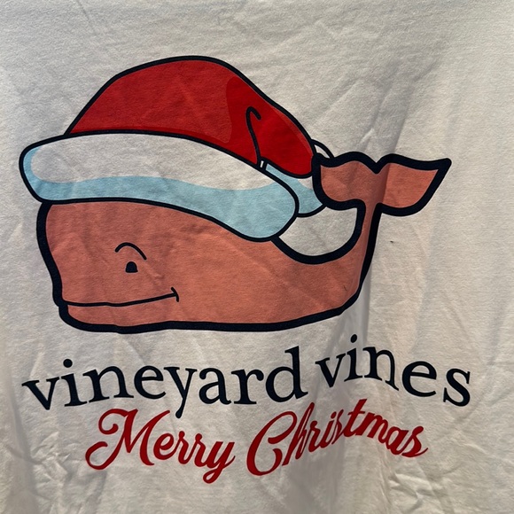 Vineyard Vines white Long-Sleeve Mr. Claus Whale Pocket T-Shirt large nwt - Picture 1 of 5
